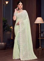 Georgette Pista Wedding Wear Embroidery Work Saree